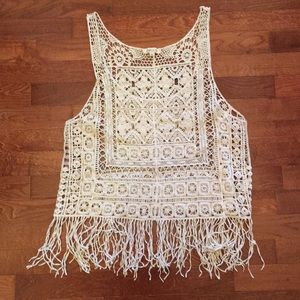 REBELLION CROCHETED BOHO FRINGE TANK L A2R